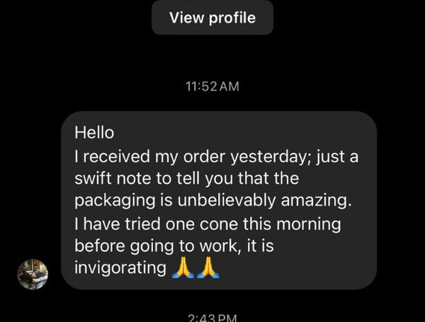 Customer message screenshot