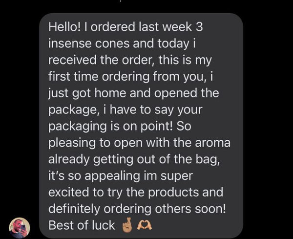 Customer message screenshot