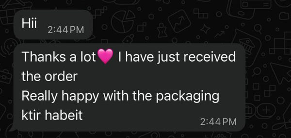 Customer message screenshot