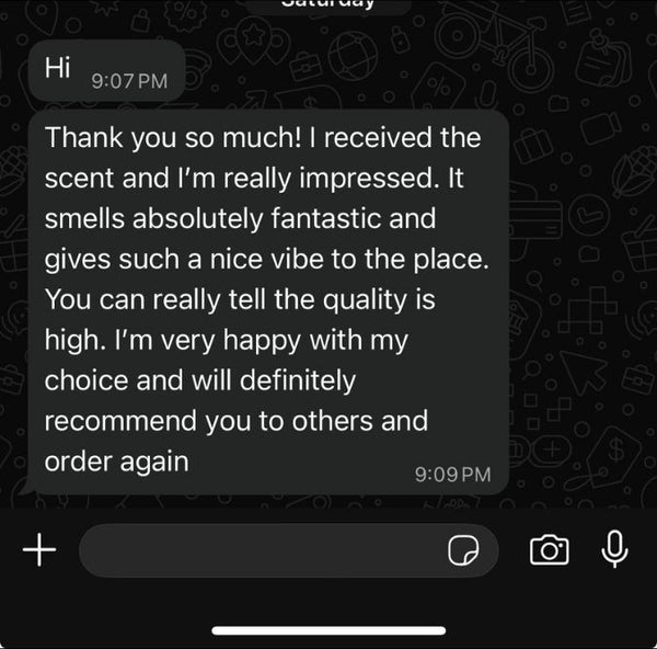Customer message screenshot