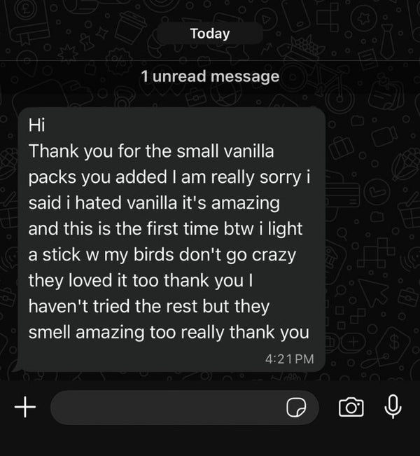 Customer message screenshot