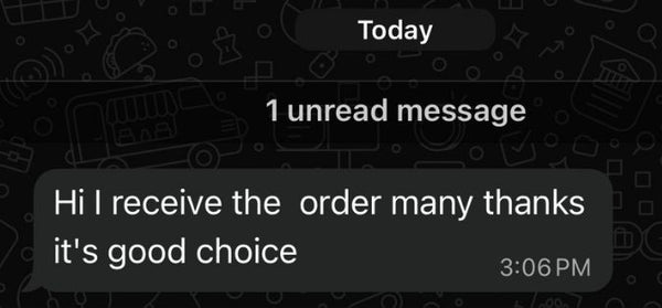 Customer message screenshot