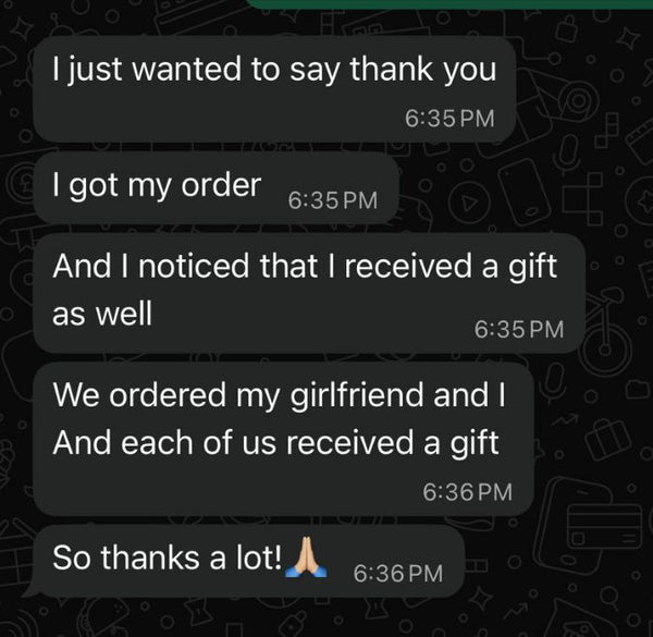 Customer message screenshot