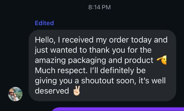 Customer message screenshot