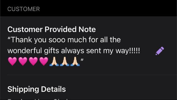 Customer message screenshot