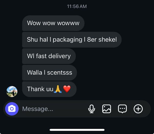 Customer message screenshot