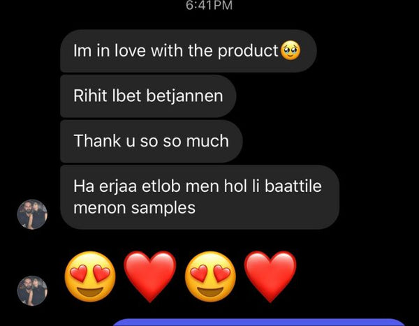 Customer message screenshot