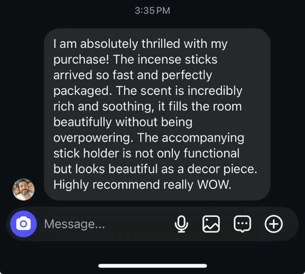 Customer message screenshot