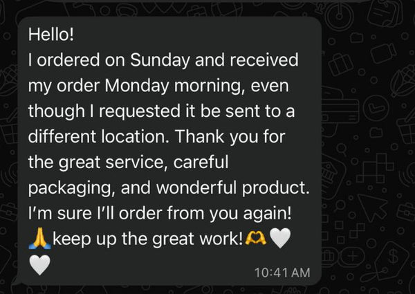 Customer message screenshot