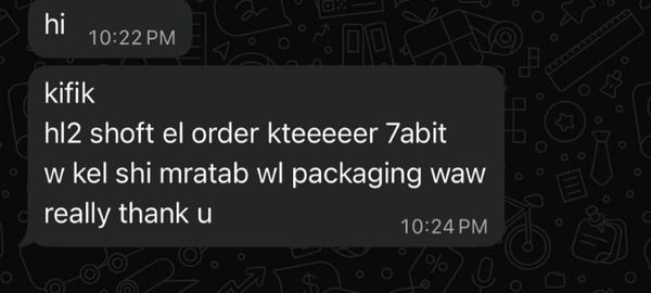Customer message screenshot