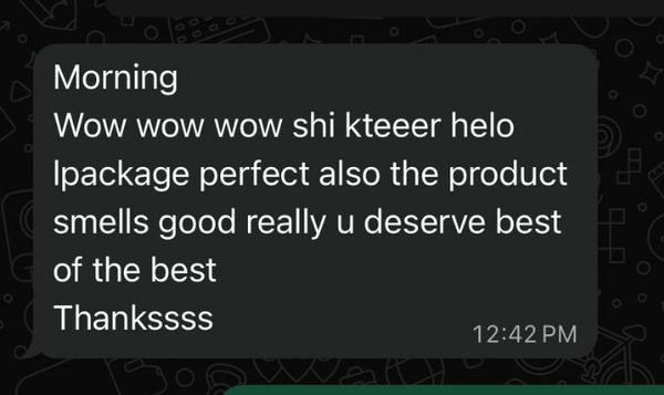 Customer message screenshot
