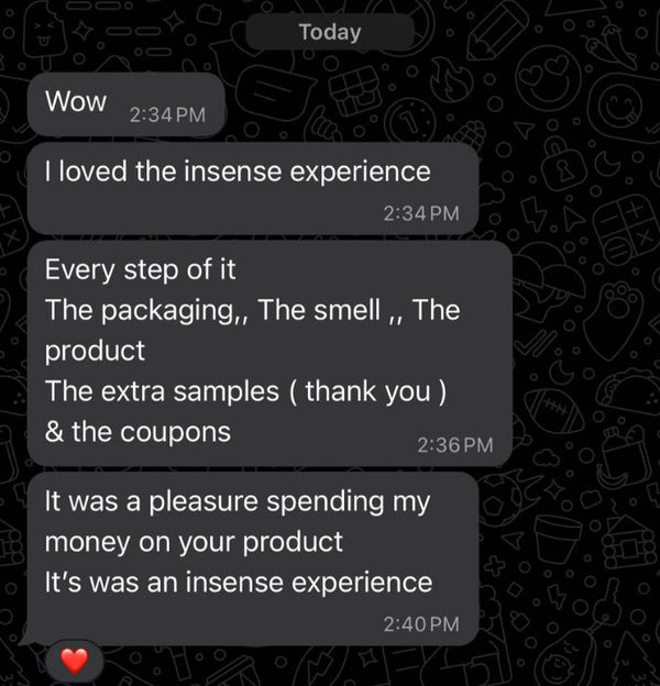 Customer message screenshot
